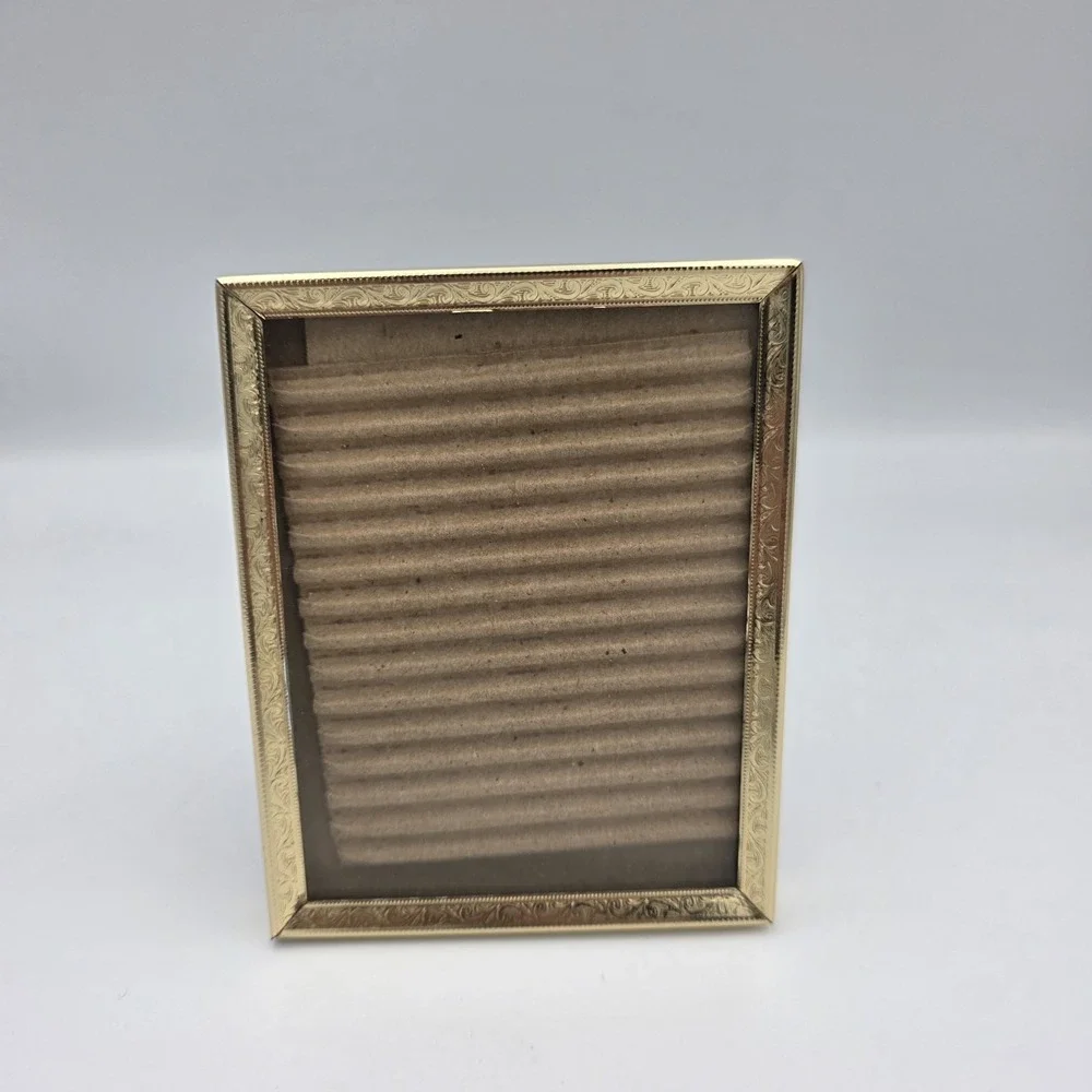 Vintage Embossed Gold Colored‎ Metal Picture Frame 4.75